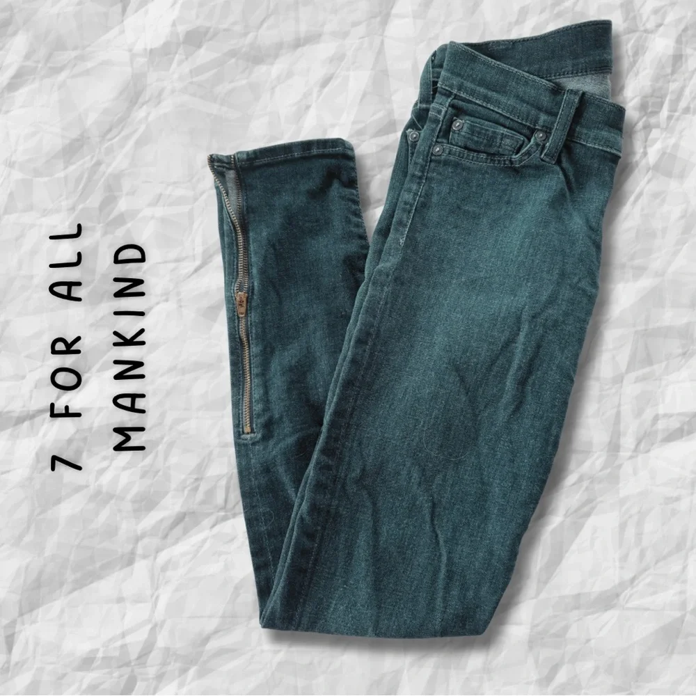 {7 For All Mankind Gwenvere} Ankle Zip Skinny Jeans - Picture 2 of 7
